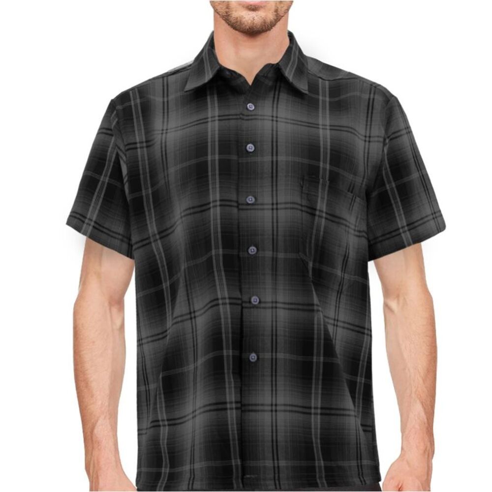 Maximos Men's Plaid Shirt Full Button Down Short Sleeve Classic Western Shirt